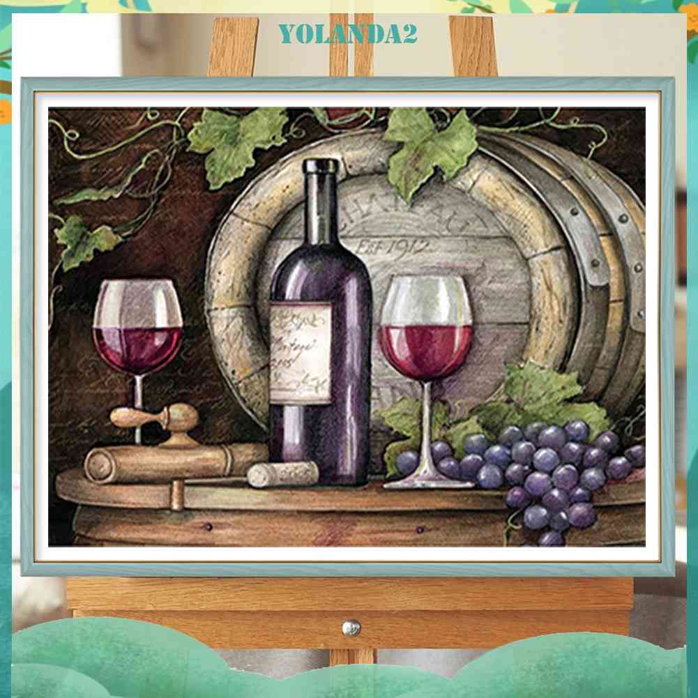 Tranh Đính Đá Kim Cương Toàn Bộ 5D DIY Hình Vẽ Chai Rượu