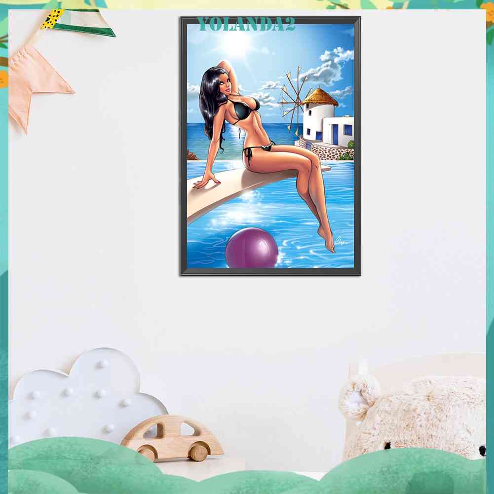 Tranh Đính Đá Kim Cương Toàn Bộ 5D DIY Hình Vẽ Người Đẹp Trang Trí Nhà Cửa