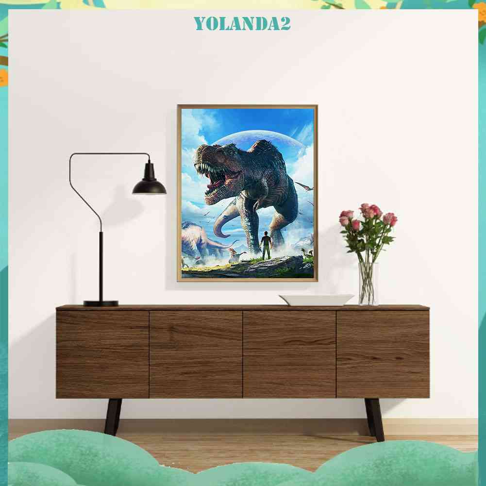 Tranh Đính Đá Kim Cương Toàn Bộ 5D DIY Hình Vẽ Khủng Long Lớn