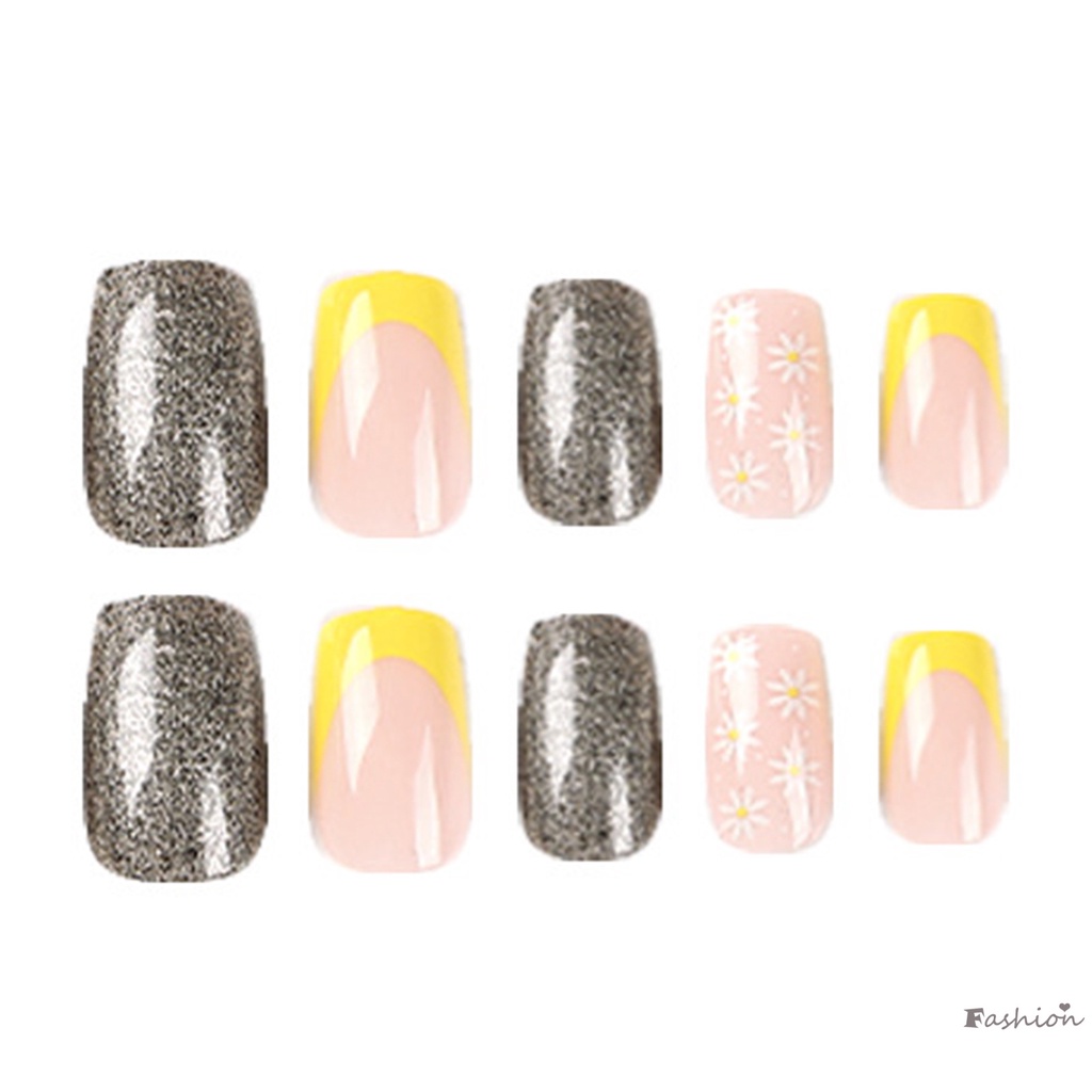 Bộ Móng Tay Giả Hình Vuông Lấp Lánh Thời Trang