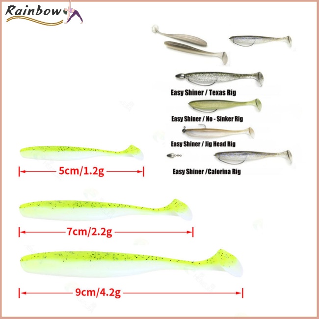 Set 30 Mồi Giả Nhử Cá Hình Chữ T 5cm7cm9cm Bằng Nhựa Mềm Nhiều Màu Sắc Gắn Kèm Móc Câu Tiện Dụng