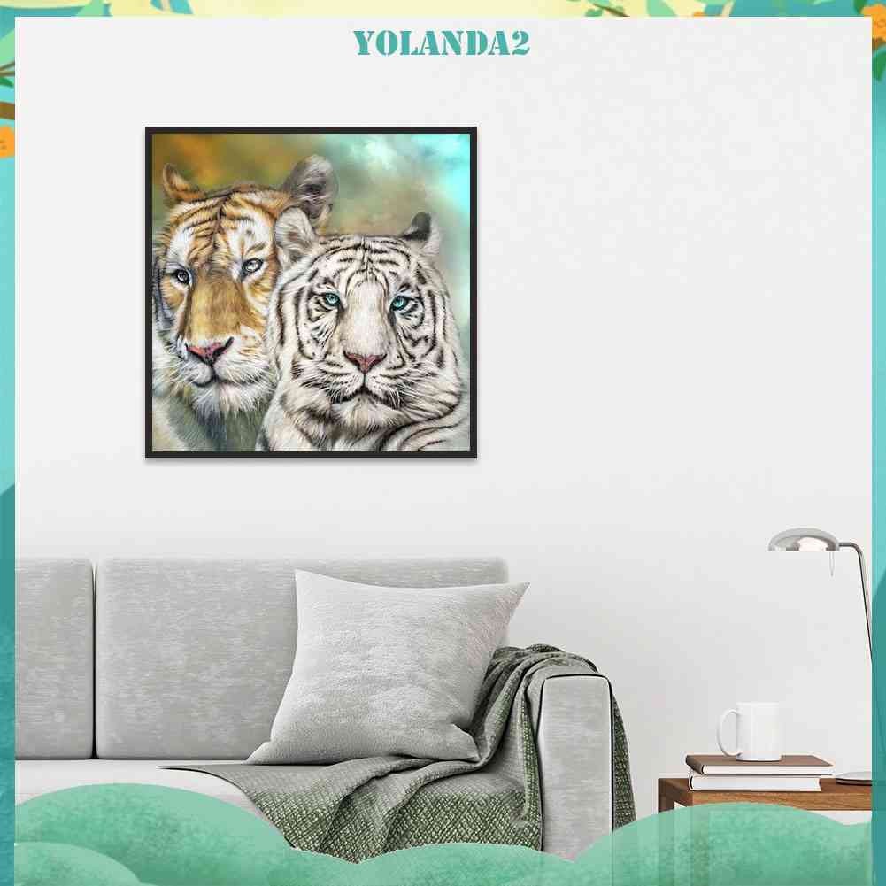 Tranh Đính Đá Kim Cương Toàn Bộ 5D DIY Hình Vẽ Đôi Hổ