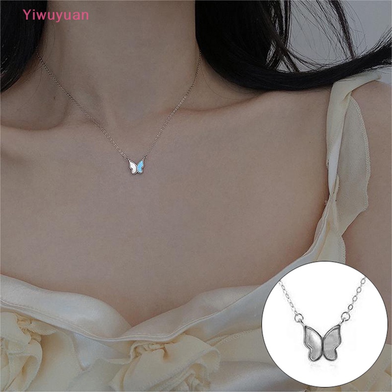 < Yiwuyuan > Vòng cổ Mặt Hình Bướm Màu Vàng Đồng Thanh Lịch Đơn Giản Cho Nữ