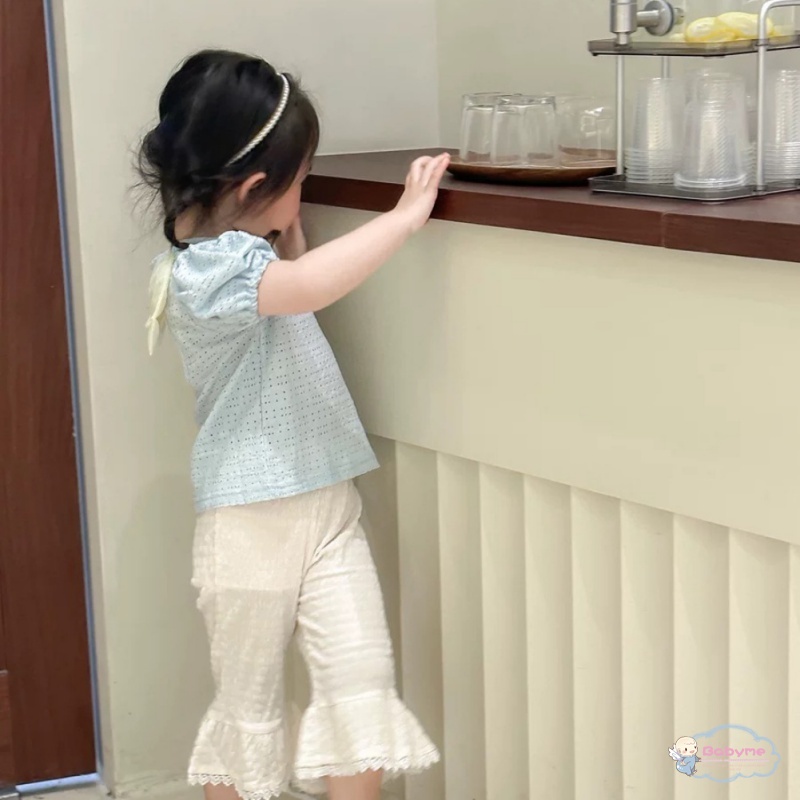 Bộ 2 Món Áo Thun Tay Ngắn + Quần Cotton Dáng Rộng Thời Trang Cho Bé Gái