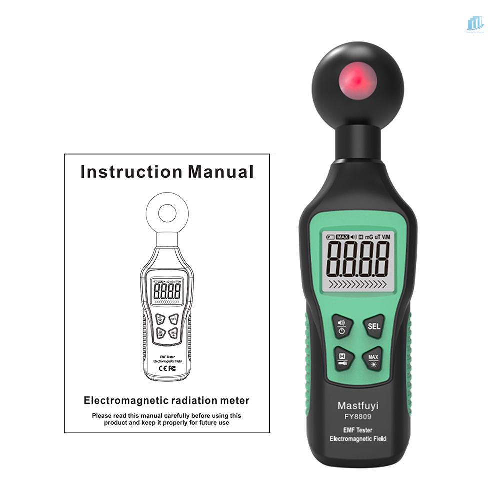 Thiết Bị Kiểm Tra Bức Xạ Điện Từ Mastfuyi FY8809 EMF Cầm Tay Có Đèn Pin Với Màn Hình LCD Hiển Thị