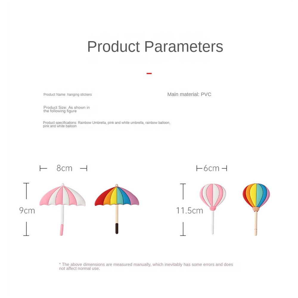 Móc Nam Châm Dán Tủ Lạnh Hình Cây Dù Và Bong Bóng Màu Cầu Vồng Không Để Lại Dấu Vết