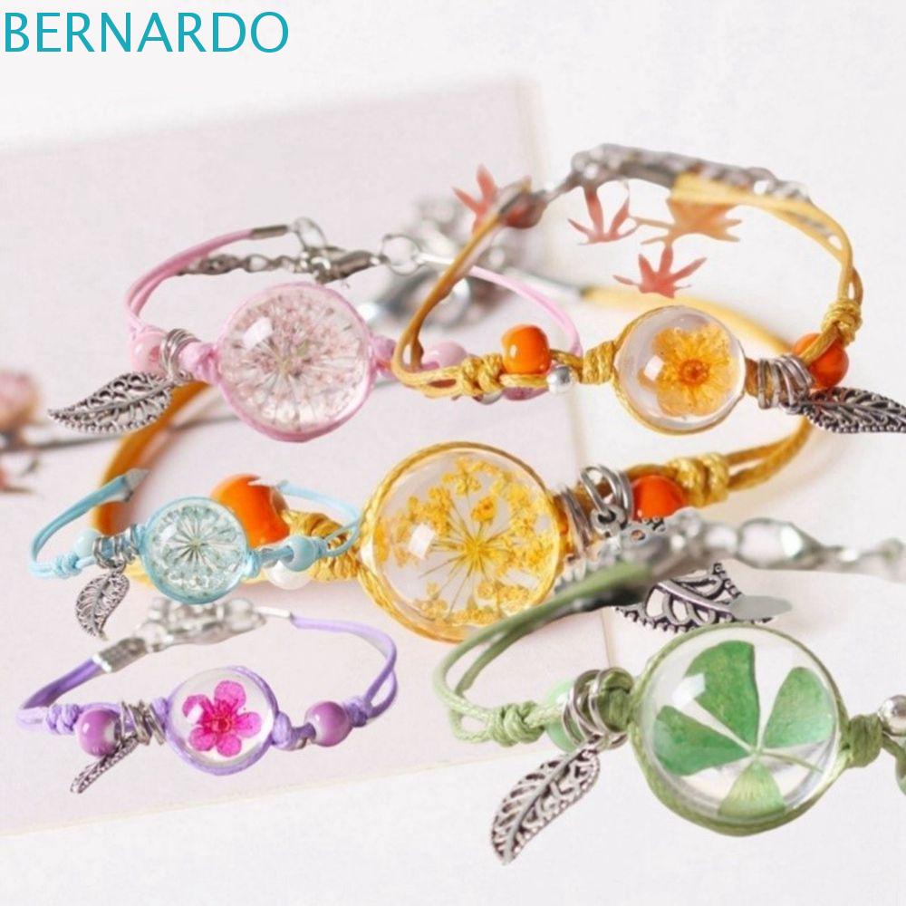 Bernardo Vòng Tay Dây Bện Gắn Hoa Khô Phong Cách Dân Tộc Đơn Giản Có Thể Điều Chỉnh