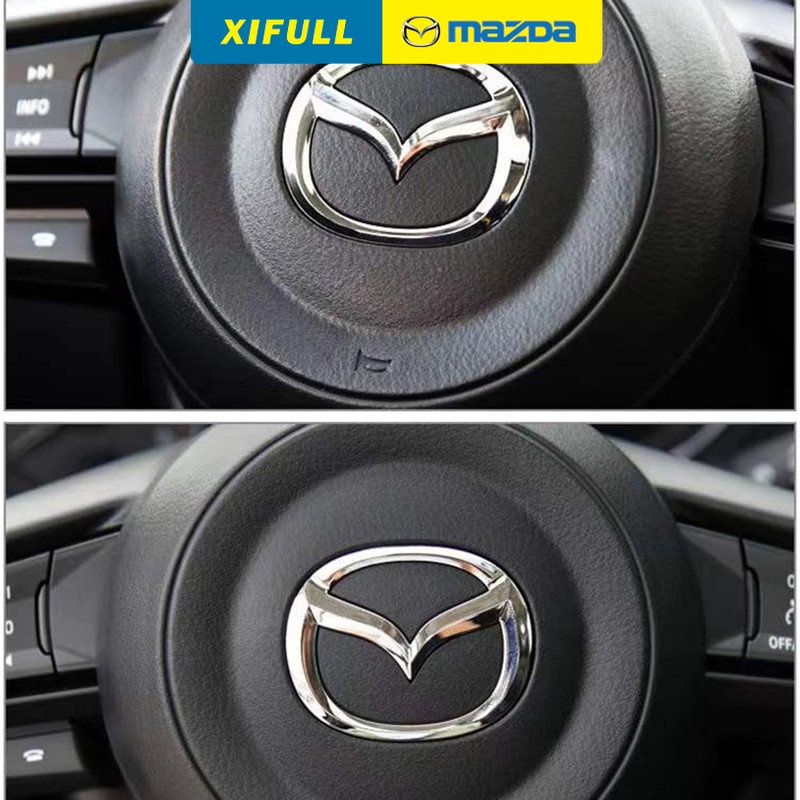 Miếng Dán logo Trang Trí Vô Lăng Xe Hơi Mazda 2, 3, 6, CX4, CX5, CX30