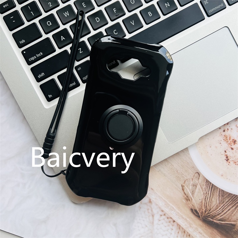 Ốp Điện Thoại TPU Dẻo Màu Đen Kèm Giá Đỡ Nhẫn Từ Tính Cho Kyocera Torque G03 KYV41