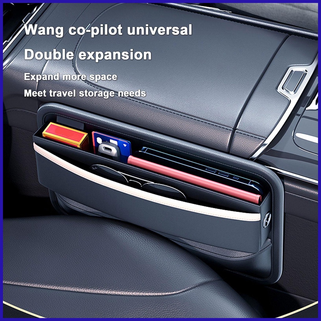 Hộp Da PU Đựng Vật Dụng Sắp Xếp Gọn Gàng Chống Rơi Có Lỗ Sạc Cho Xe Hơi