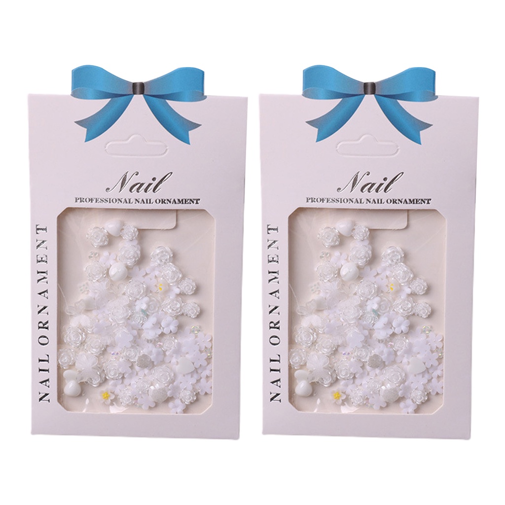 Set 2 Túi Phụ Kiện Trang Trí Móng Tay Nghệ Thuật Hình Hoa Hồng Bằng Nhựa Resin DIY