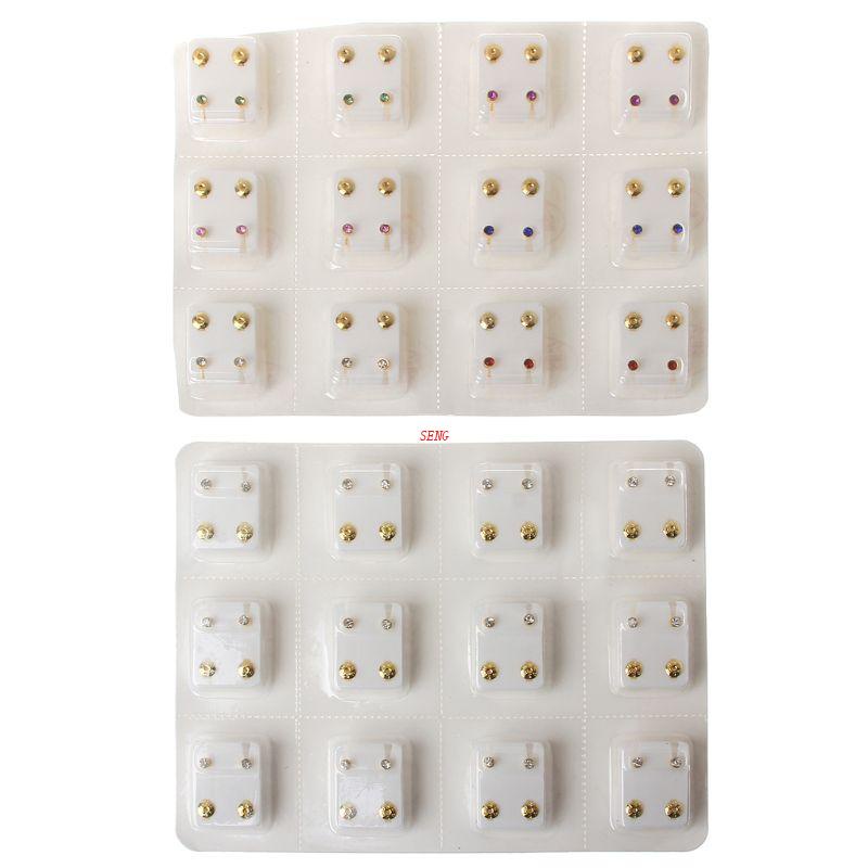 12 Bông Tai Xỏ Lỗ Nhiều Màu Sắc Phong Cách Bohemian Cổ Điển Dễ Thương