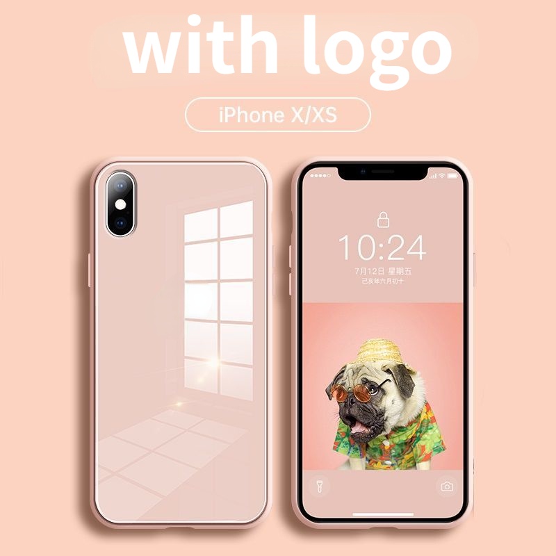 Ốp Điện Thoại Silicon Cứng Chống Sốc Mặt Kính Sang Trọng Cho iPhone X XR XS MAX 13 Pro MAX 12 11 Pro MAX