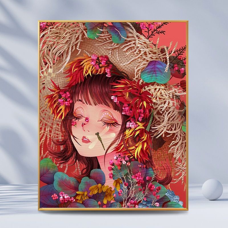 Mozii Mozii ✨Tranh Sơn Dầu Trang Trí Hình Cô Gái Và Hoa