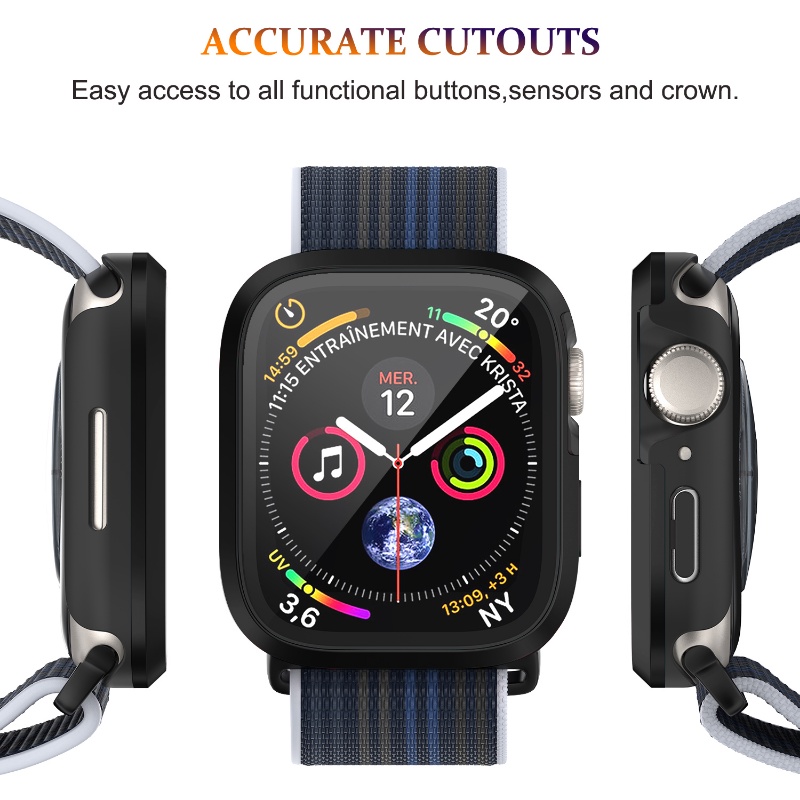 Bộ Ốp Bảo Vệ Mặt Đồng Hồ Và Kính Cường Lực Chống Sốc Cho Apple Watch 49mm 45mm 41mm