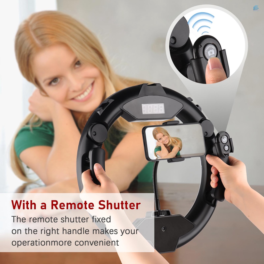 Vòng Đèn LED Video Cầm Tay 12 Inch 3200K-5500K Có Thể Điều Chỉnh Độ Sáng Tích Hợp Pin Hai Mặt Để Bàn + Bộ Chuyển Đổi Đầu Bi + Giá Đỡ Điện Thoại Linh Hoạt