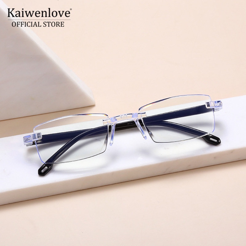 Kính Đọc Sách Thông Minh 3 Trong 1 Không Gọng Cắt Kim Cương Chống Ánh Sáng Xanh Độ Nét Cao Cho Người Lớn Tuổi Và Người Lớn Tuổi