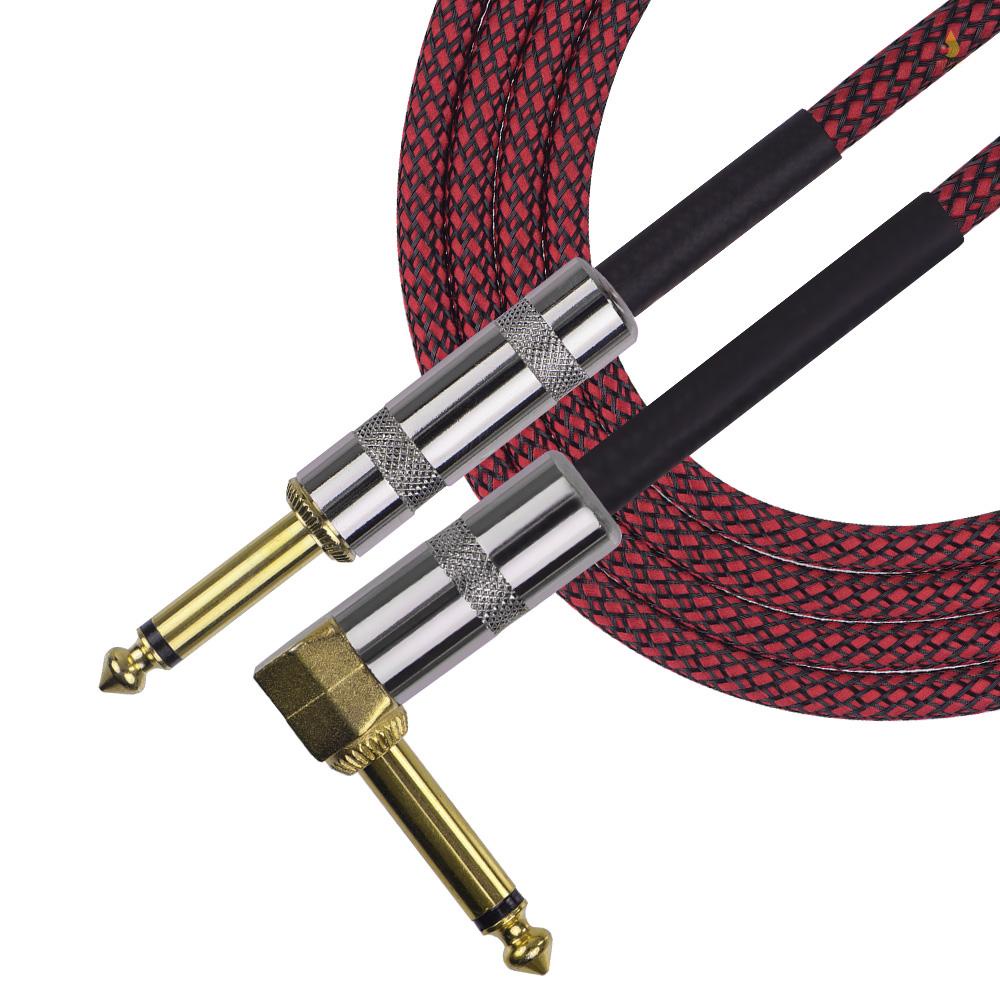 Dây Cáp Âm Thanh Đàn Guitar Điện 1 / 4 Inch Thẳng Sang Góc Phải Bằng Vải Bện PVC 3M / 10 Feet