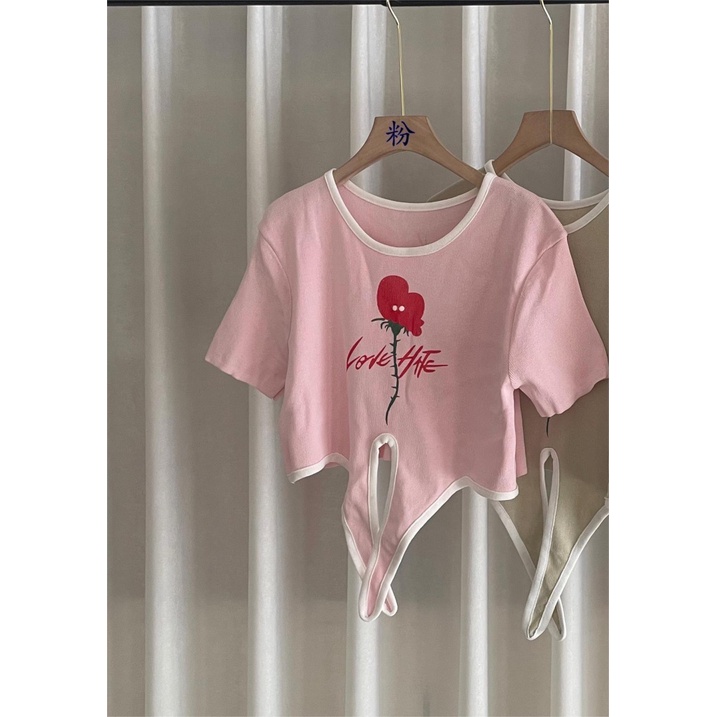 Áo Croptop Tay Ngắn Cổ Tròn Dáng Ôm In Họa Tiết Thời Trang Mùa Hè Quyến Rũ Cho Nữ