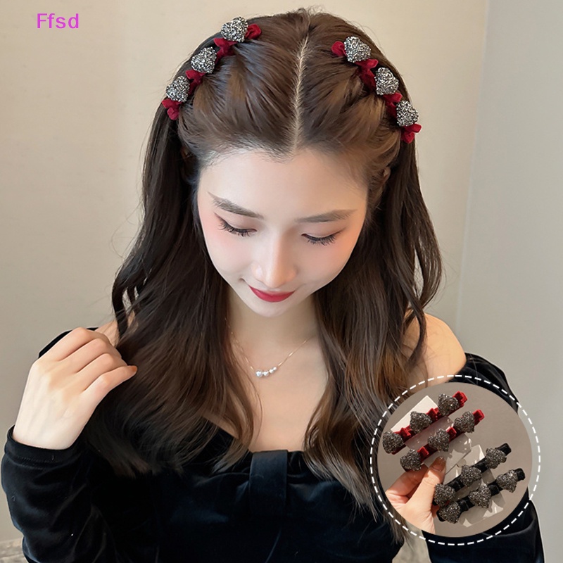 {Ffsd} Kẹp Tóc Mái Giả Thắt Bím Hình Trái Tim Thời Trang Vintage Bán Chạy
