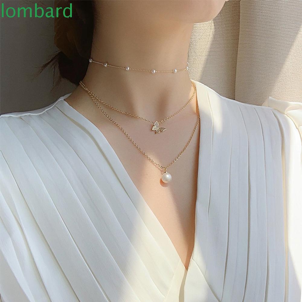 Vòng cổ Nhiều Lớp Mặt Hình Bướm Thời Trang Dành Cho Nữ