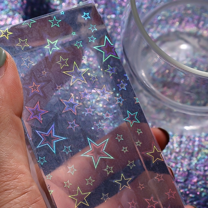 Bộ 5 Miếng Dán Trang Trí Sổ Tay Bằng PVC Trong Suốt Chống Nước Phản Quang DIY