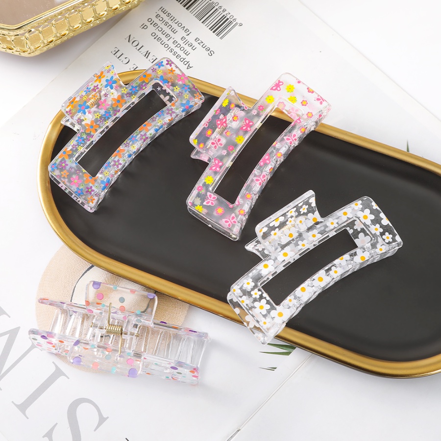 Kẹp Tóc Đuôi Ngựa Bằng Acrylic Trong Suốt In Họa Tiết Đơn Giản Thời Trang Phong Cách Hàn Quốc Cho Nữ