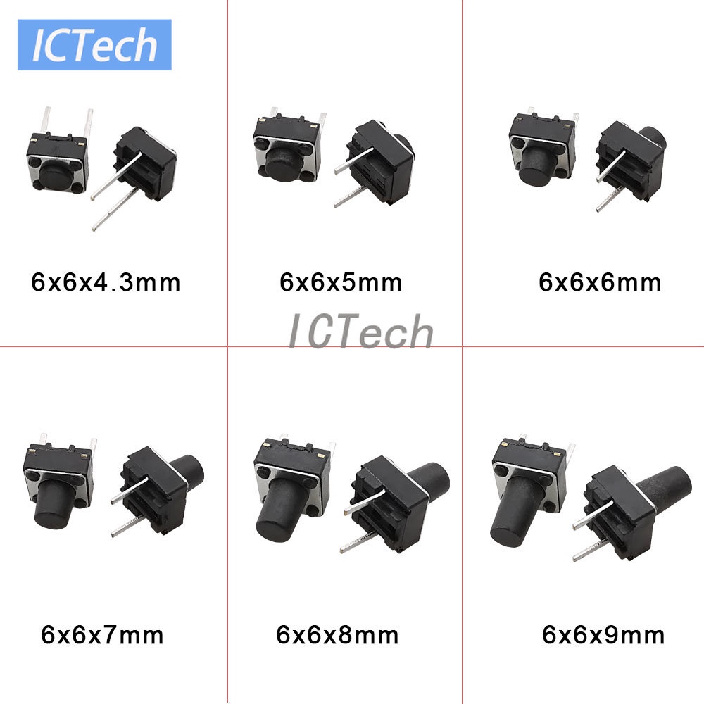 Set 20 Công Tắc 2 Chấu 6x64.3 / 5 / 6 / 7 / 8 / 9 / 10mm 6 * 6 * 4.3mm 5mm 6mm 7mm 8mm 9mm 10mm Chất Lượng Cao
