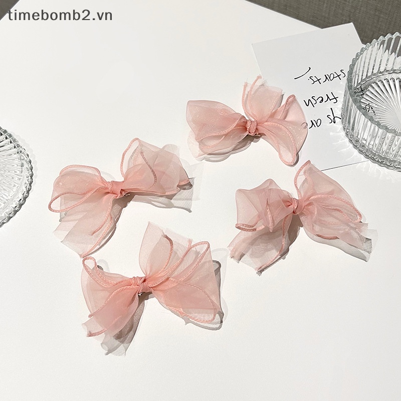 {Timebomb} Kẹp Tóc Thắt Nơ Lưới Thuần Khiết Ngọt Ngào Cho Nữ Desire Fairy.