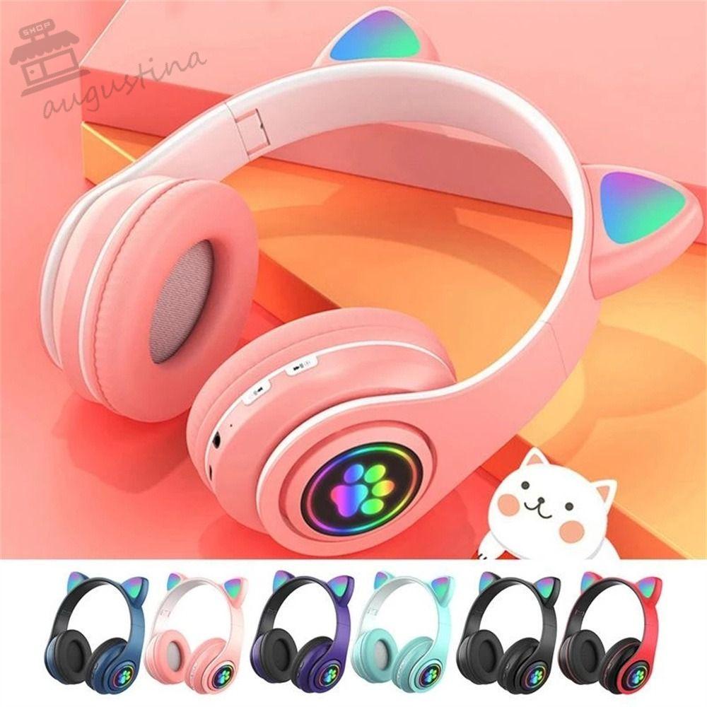 Tai Nghe Chụp Tai AUGUSTINA Bluetooth Không Dây Âm Thanh Nổi Giảm Tiếng Ồn Có Đèn LED RGB Cho Trẻ Em