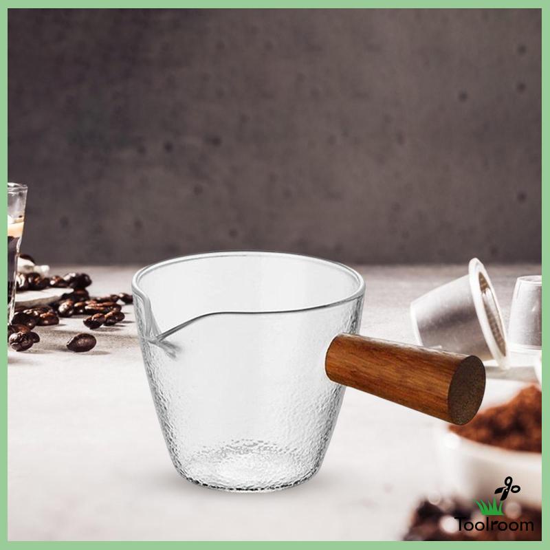 Dụng Cụ Pha Trà Mini Bằng Kính Cách Nhiệt Với Tay Cầm Bằng Gỗ Tiện Dụng