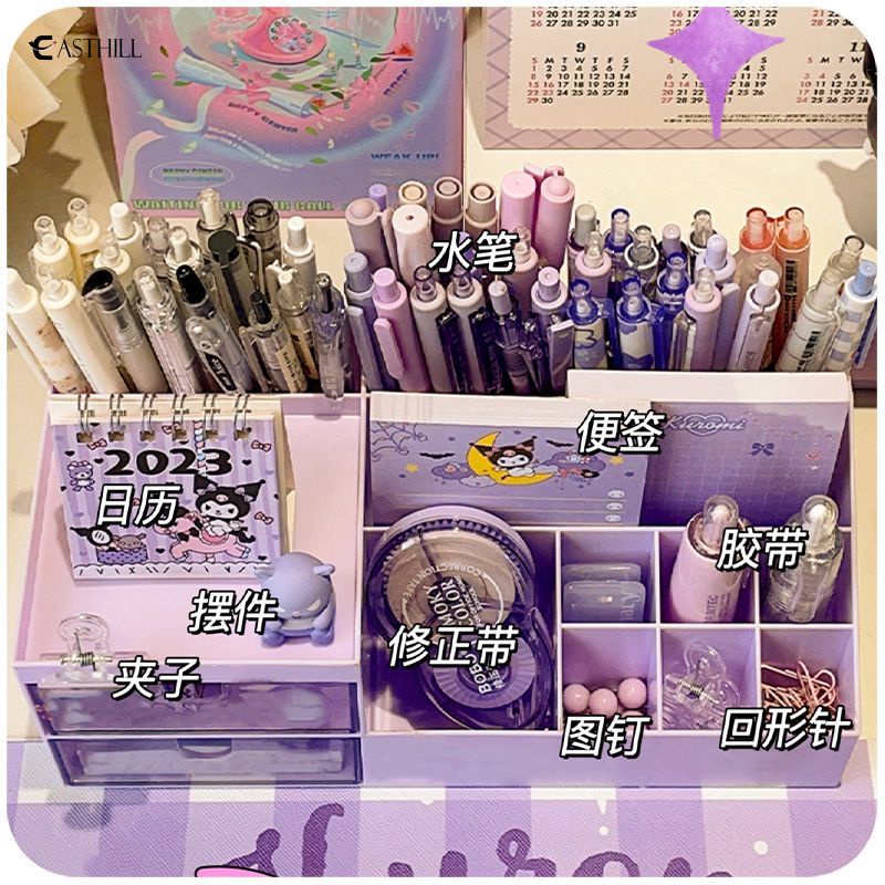 SANRIO Hộp Đựng Bút Để Bàn Họa Tiết Kuromi My Melody Cinnamoroll Dễ Thương Đa Năng Tiện Dụng Cho Học Sinh