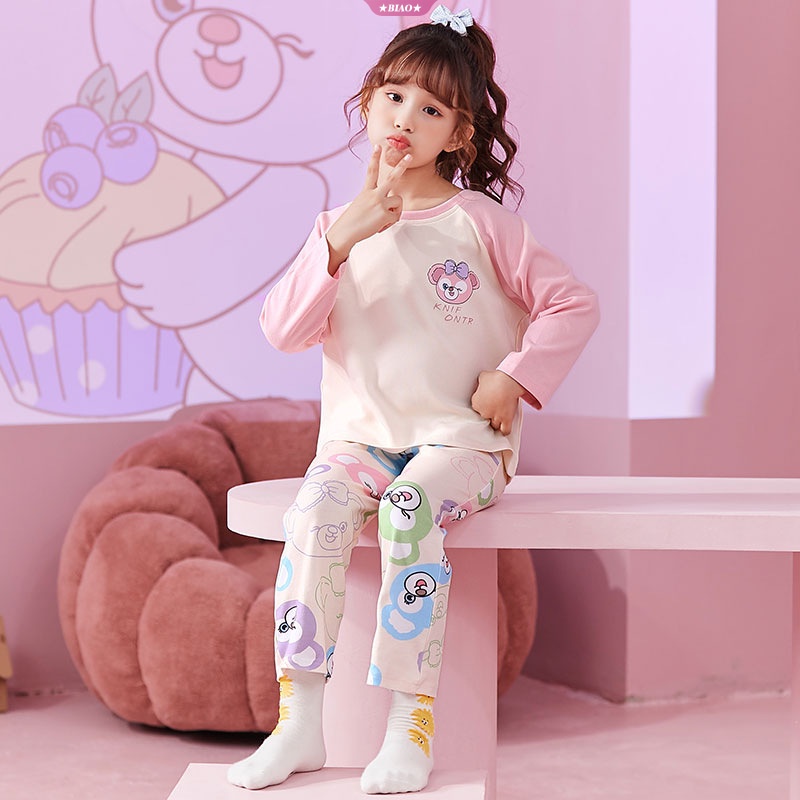 Bộ Đồ Ngủ Bằng Cotton In Hoạt Hình Sanrios Cinnamoroll Kuromi Hello Kitty Dễ Thương Thời Trang Mùa Thu Cho Bé Gái