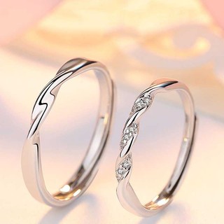 Nhẫn đính hôn mạ bạc đính đá zircon đơn giản thời trang