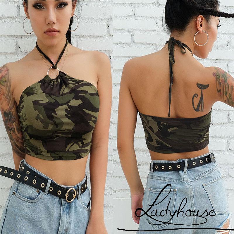 Áo Lót Ống Không Tay In Họa Tiết Ngụy Trang Gợi Cảm Cho Nữ