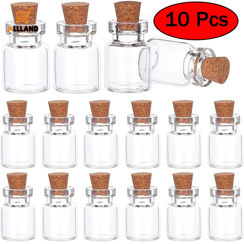 Set 10 Lọ Thủy Tinh Mini Có Nút Bần Dùng Để Đựng Điều Ước / Giáng Sinh / Đám Cưới