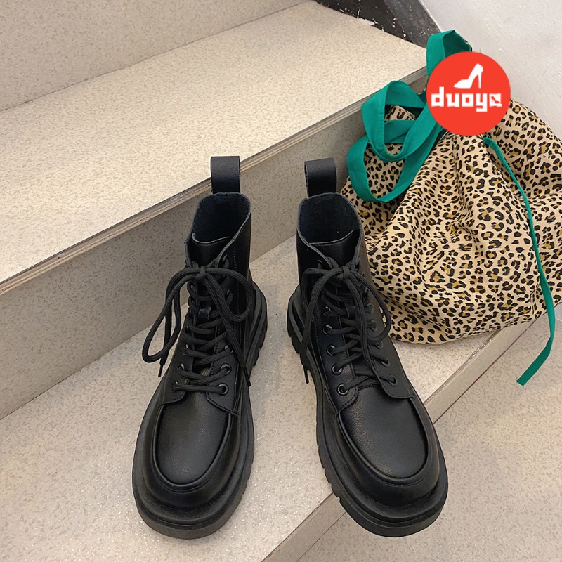 Giày Bốt Martin Màu Đen Kiểu Anh Thời Trang Mùa Hè 2021 Dễ Phối Đồ