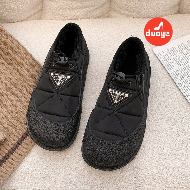 Duoya Giày Lười Lót Bông Dày Dặn Giữ Ấm Mùa Đông Phong Cách Mới 2022 Cho Nữ