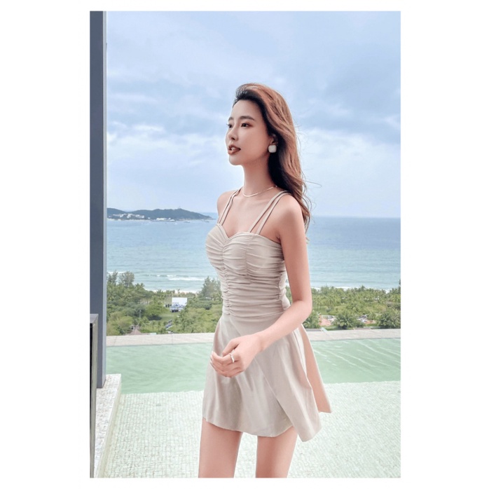 Đồ Bơi Một Mảnh Màu Trơn Ôm Dáng Phong Cách Hàn Quốc Cho Nữ