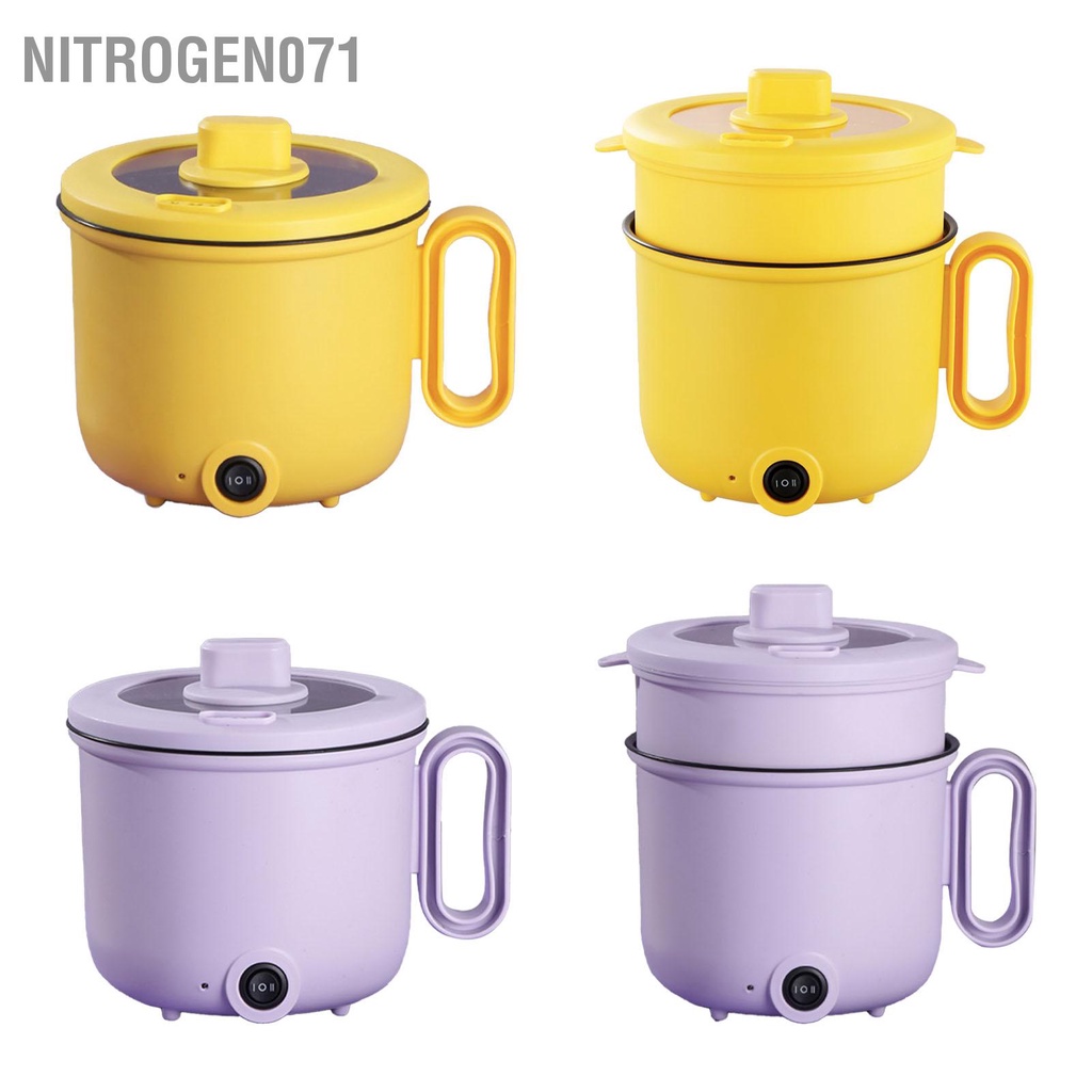 Nitrogen071 Nồi Điện 1.5L Tráng Tay Cầm Chống Bỏng Nước Nắp Trong Đa Năng Cho Gia Đình Ký Túc Xá Đảng