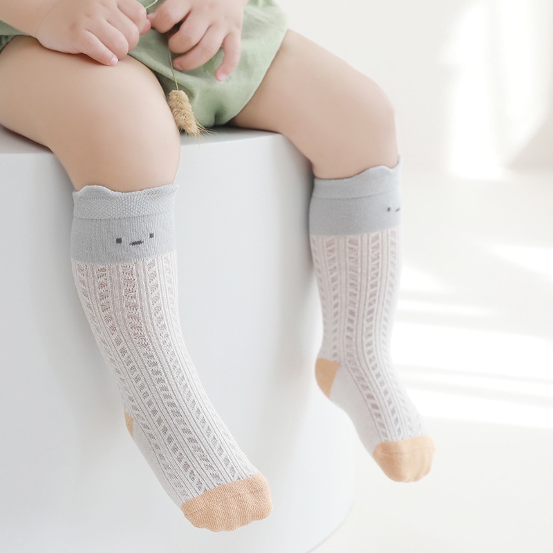 Vớ Cotton Mềm Mại Phối Lưới Thoáng Khí Chống Trượt Họa Tiết Hoạt Hình Dành Cho Trẻ Sơ Sinh
