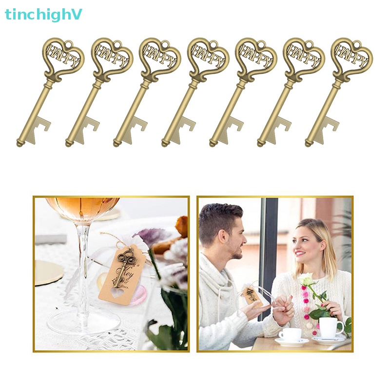 Bộ 10 Chìa Khóa Mở Nắp Chai Vintage Có Thẻ Đánh Dấu Cho Khách Dự Tiệc Cưới