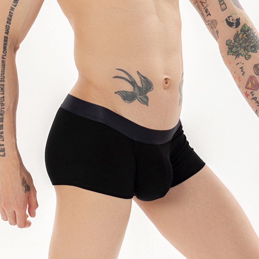 Quần Lót Boxer Lưng Thun Gân Siêu Co Giãn Hở Phía Trước Dáng Chữ U Màu Trơn Gợi Cảm Cho Nam Giới