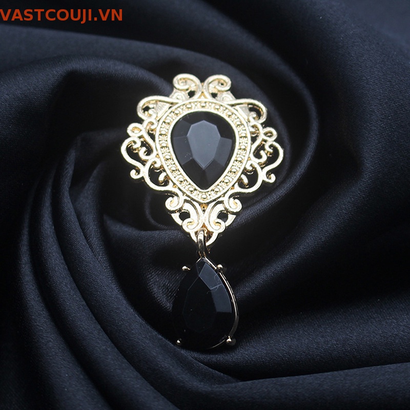 Ghim Cài Áo Hình Giọt Nước Phẳng 26 * 48mm Bằng Hợp Kim Đính Pha Lê Trang Trí Tiệc Cưới