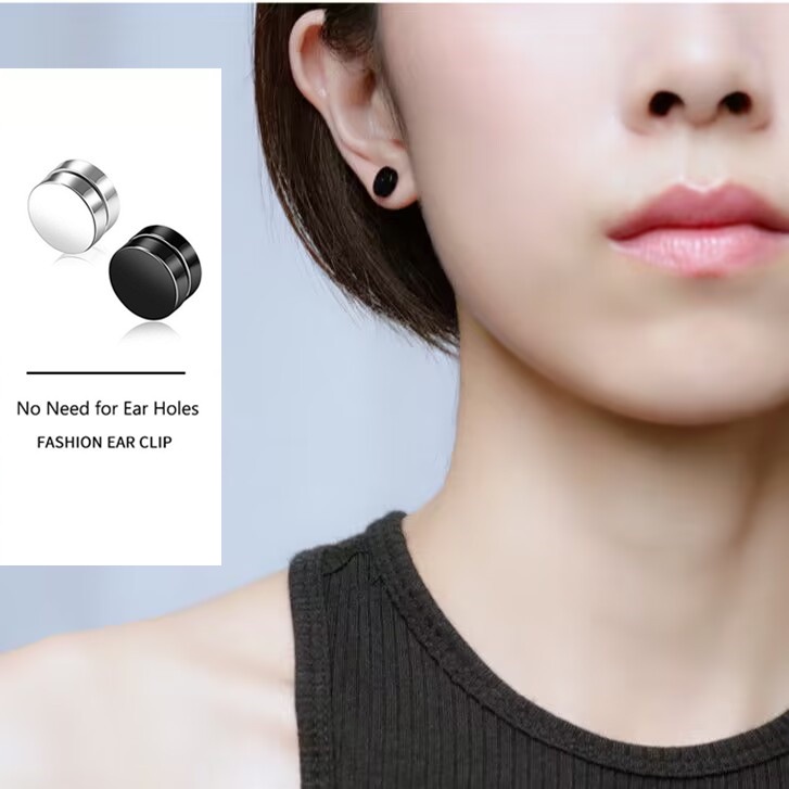 1 Khuyên Tai Thép Titan Nam Châm Mạnh Mẽ Phong Cách Punk Mới Cho Nam Và Nữ