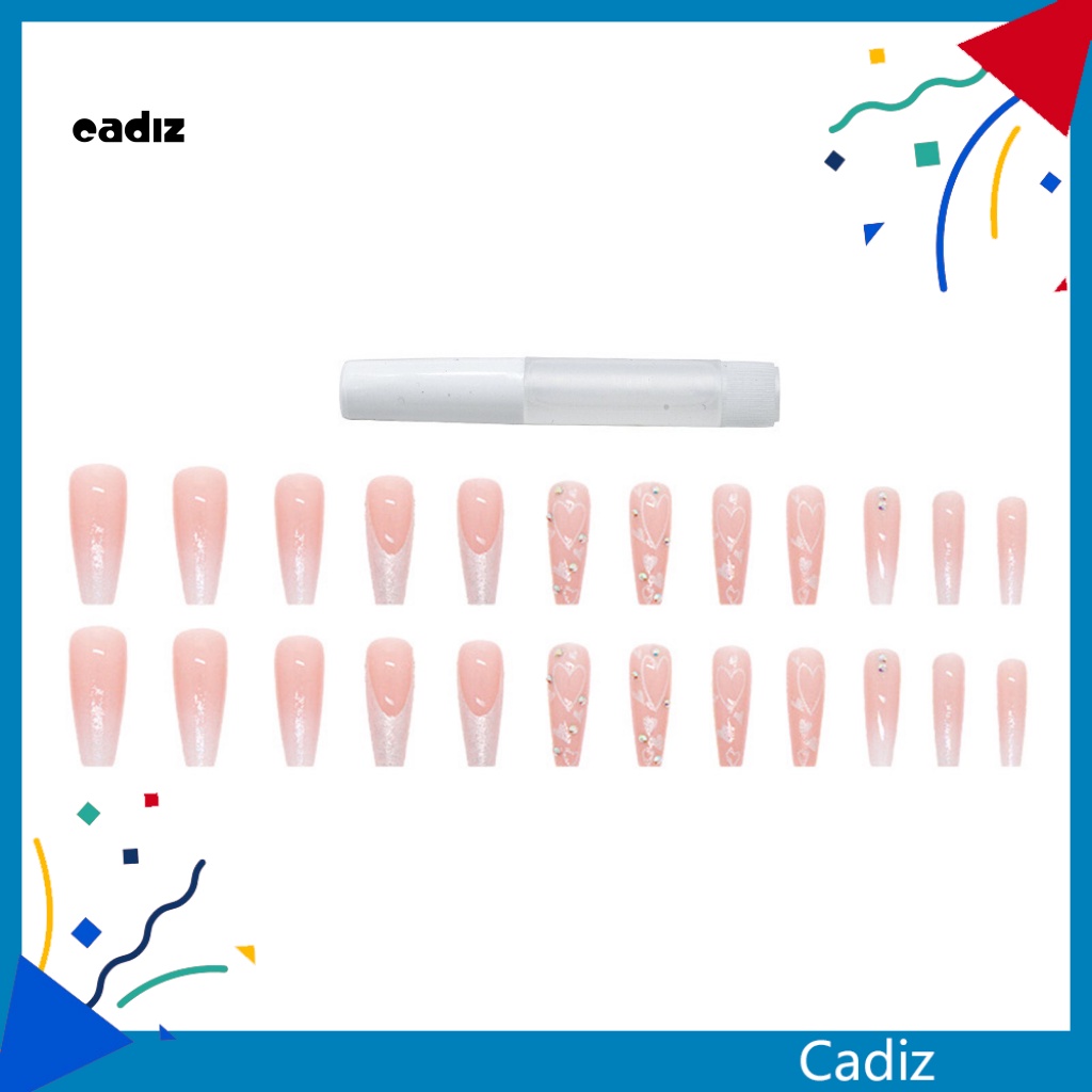 1 Bộ Móng Tay Giả Dài Đính Kim Cương Lấp Lánh Có Thể Tháo Rời