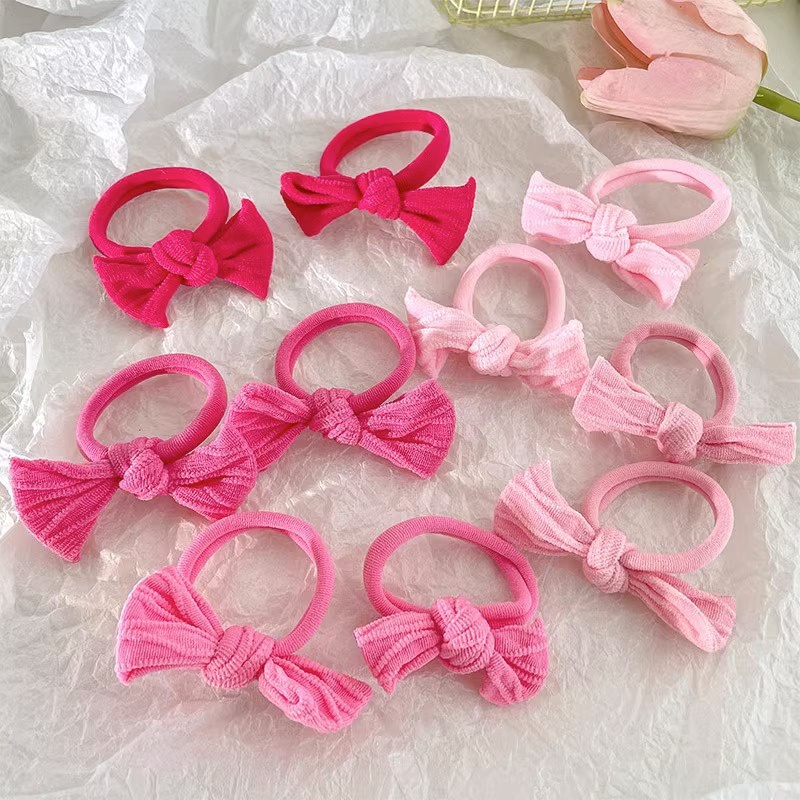 Dây Buộc Tóc Co Giãn Hình Nơ Màu Sắc Ngọt Ngào Cho Bé Gái