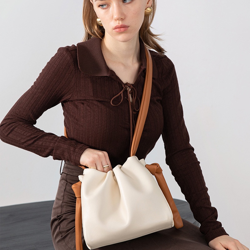 Túi Xách bucket Đeo Vai Hình Đám Mây Màu Tương Phản Thời Trang Cho Nữ