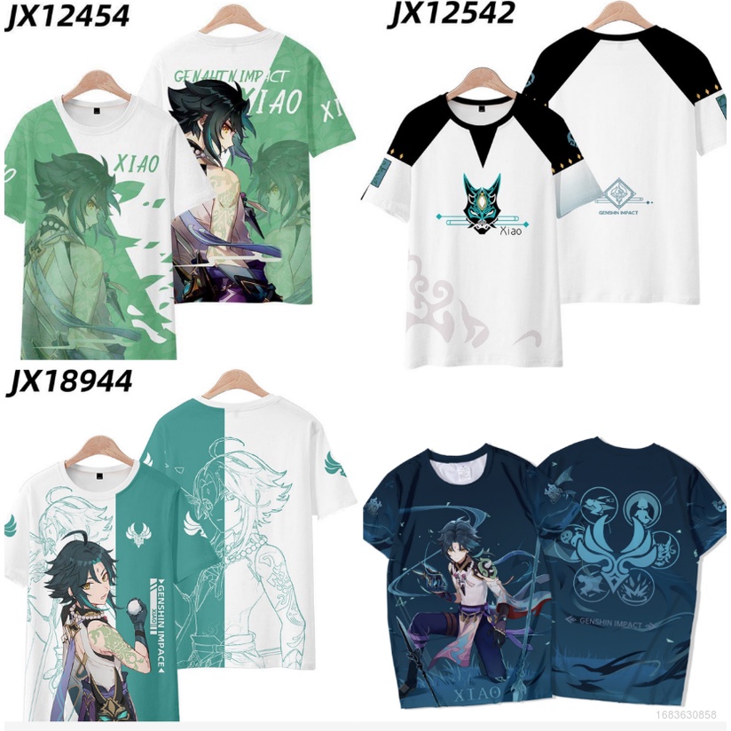 Ellen Genshin Va Chạm Áo Thun Tay Ngắn Hóa Trang Nhân Vật Anime Xiao Kích Thước Lớn Cho Unisex