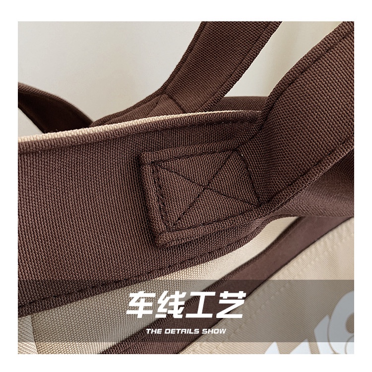 Túi Xách Canvas Nhiều Ngăn In Chữ Phong Cách Nhật Bản 39X33